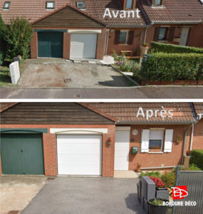 entrée de garage en béton imprimé
